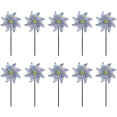 Moulin à Vent Réfléchissant, 10 Pièces Anti-Oiseaux Moulin À Vent Réfléchissant, Moulin a Vent Jardin Exterieur, Répulsif à Oiseaux