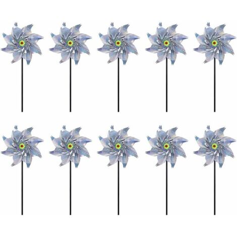 Moulin à Vent Réfléchissant, 10 Pièces Anti-Oiseaux Moulin À Vent Réfléchissant, Moulin a Vent Jardin Exterieur, Répulsif à Oiseaux pour Protéger Le Jardin/Verger/Cour Intérieure