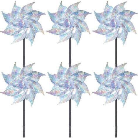 [Moulin à vent réfléchissant] [6 pièces] [Anti-oiseaux de jardin extérieur durable] [Hauteur 50cm Diamètre 18cm plastique résistant aux UV]