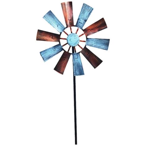 Moulin à vent rotatif en fer forgé, ornement paysager métallique pour jardin, cour extérieure, pelouse et décoration de pinwheel.