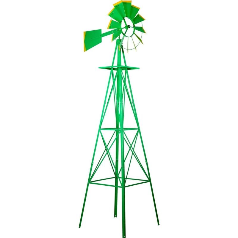 STILISTA® Moulin à vent géant style US en acier, hauteur 245 cm, rotor 55 cm, roulement à billes, choix de couleur, vert