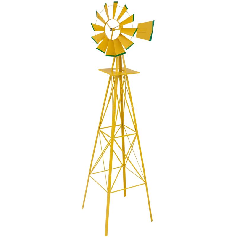 Stilista - Moulin à vent géant style us en acier, hauteur 245 cm, rotor 55 cm, roulement à billes, choix de couleur, jaune
