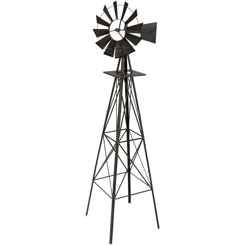 Moulin à vent géant style us en acier, hauteur 245 cm, rotor 55 cm, roulement à billes, choix de couleur, bronze - Stilista