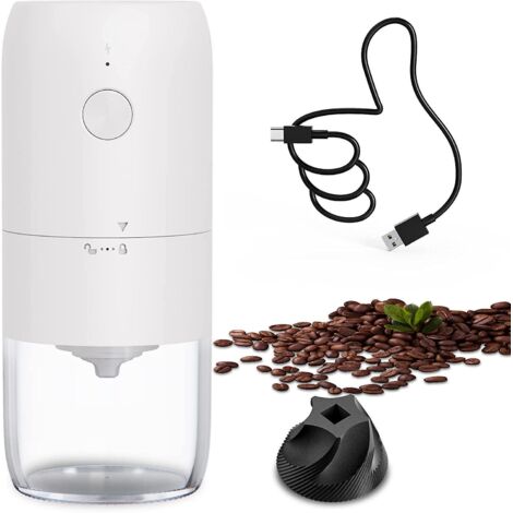 moulin  Caf Lectrique (blanc), Moulin  Grains Multifonctionnel, Pices, Herbes, Moulin  Caf Rechargeable  Une Touche