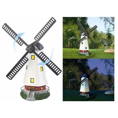 Moulin décoratif 32 cm - Multicolore - Énergie solaire - LED intégrée