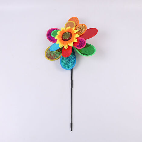 Moulin Fleur, Carillon à Vent Jouet Enfant Jardin Balcon épouvantail coloré, Multicolore 1pcs