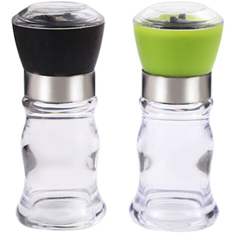 Moulin remplissable - Moulin à poivre noir, Moulin à épices longue durée, Mélangeur en verre noir + vert