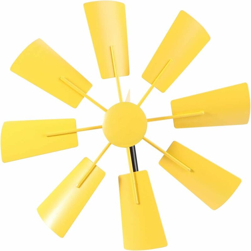 Moulin à vent de jardin Pieu Fer Spinner à vent Jardin extérieur Art Decor Metal Pinwheel Pieu Ornement pour décoration de pelouse de Noël Jaune