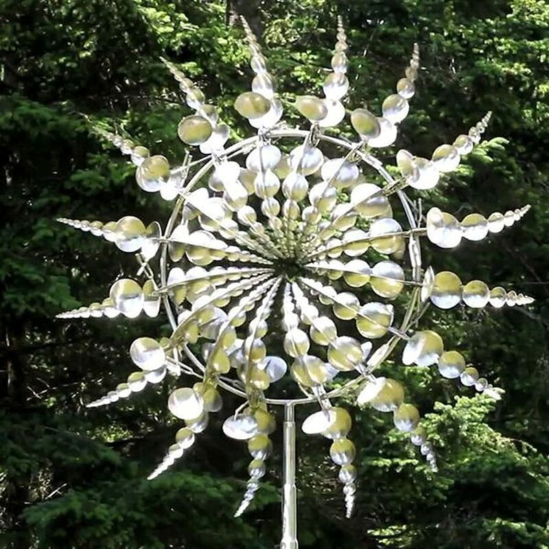 Readcly - Moulin à vent en métal unique et magique, sculpture cinétique à énergie éolienne 3D, éolienne en métal solaire, éoliennes solaires pour