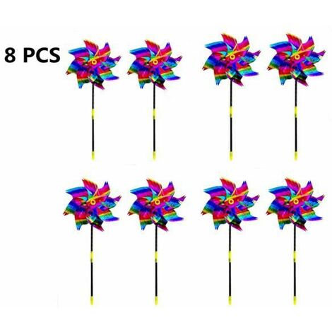 Moulin Vent en Plastique,Moulin Vent Réfléchissant,Répulsif Oiseaux Réfléchissant,décoration et Protection du Jardin extérieur,8 pcs