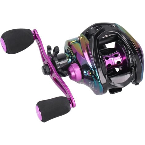 Moulinet Baitcasting Haute Vitesse 8.1:1 - Anti-Dérangement - Roulement Léger en Métal pour Pêche au Leurrage (Version Gaucher) - Design Éclatant