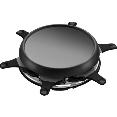 Moulinex – Appareil à raclette 6 personnes 700 W – Plaque à plancha amovible – Revêtement antiadhésif – Design noir moderne