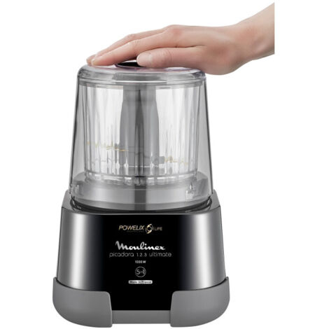 Moulinex – Hachoir électrique 1000W DP8108 – Lames en titane Powelix Life – 5 fonctions : hacher, émincer, mixer, broyer, réduire en purée