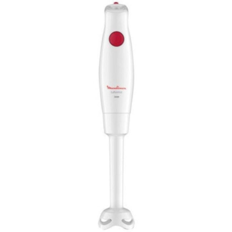 Moulinex - Mixeur Plongeant 350 w Blanc/Rouge Réservoir 800ml 2 Lames Zelkrom Poignée ergonomique