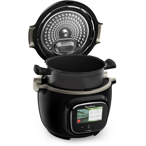 Moulinex – Multicuiseur connecté 6L 1600W – Écran tactile LCD – 13 programmes automatiques – Cuisson rapide et vapeur - CE902800