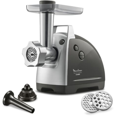 Moulinex - Tritatutto HV8, tritatutto elettrico 2200 W, 2 griglie di macinazione, accessori per kebab e salsicce, argento ME686832