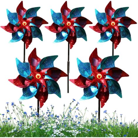 Moulins à vent pour jardin 5 pièces effaroucheur d'oiseaux arc-en-ciel moulinets jouets pour enfants 9, 45 pouces moulinets à vent réfléchissants pour effrayer les oiseaux pour la décoration de jard