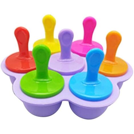 Moulle à Glace Silicone Fruit Bébé Moule À Crème Glacée Coloré De 7 Trous, Adapté À La Fabrication De Crème Glacée Bricolage en Été