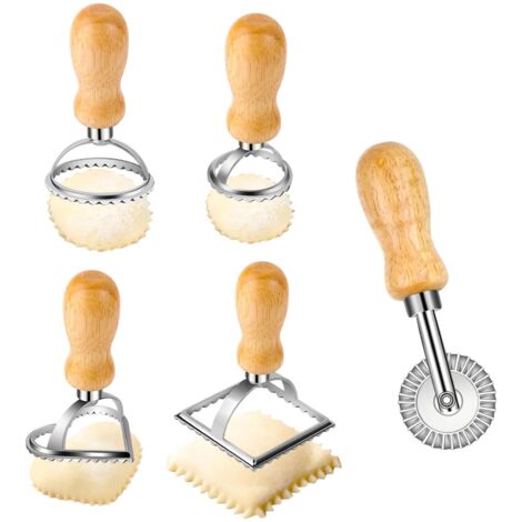 Moulle à Ravioli, Moules à Raviolis en Acier Inoxydable avec Emporte-Pièces et Roulette à Pâte, pour Pâtes Farcies, Ravioli et Pâtisserie