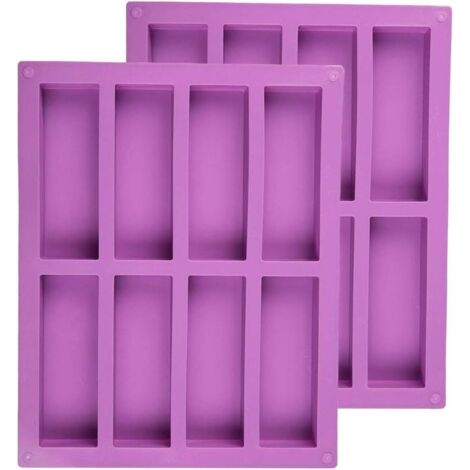 Moulle Barre Silicone, 2 pièces moulle silicone rectangulaire patisserie moule cake en silicone pour chocolat, truffe, ganache, pain, muffin, brownie, pain de maïs, cheesecake et savon, 26,7 x 21,1 cm