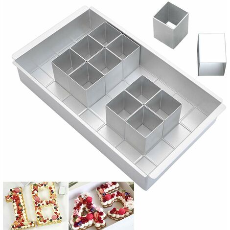 Moulle Gâteau Anniversaire Chiffre avec Blocs carrés Amovibles, Moule Number Cake pour Faire Le Gâteau avec n’Importe Quel Numéro et Lettre/Combinaison Libre/DIY
