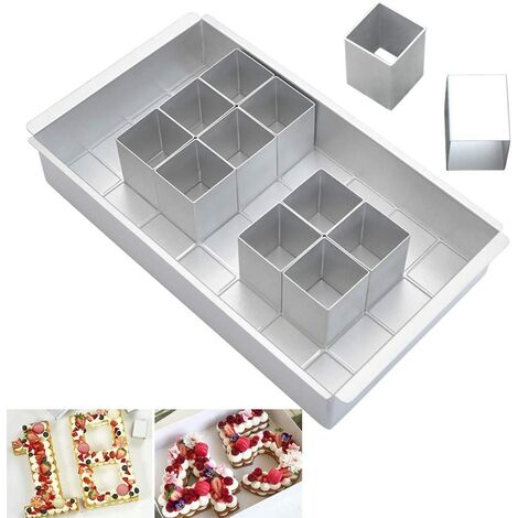 Moulle Gâteau Anniversaire Chiffre avec Blocs carrés Amovibles, Moule Number Cake pour Faire Le Gâteau avec n’Importe Quel Numéro et Lettre/Combinaison Libre/DIY