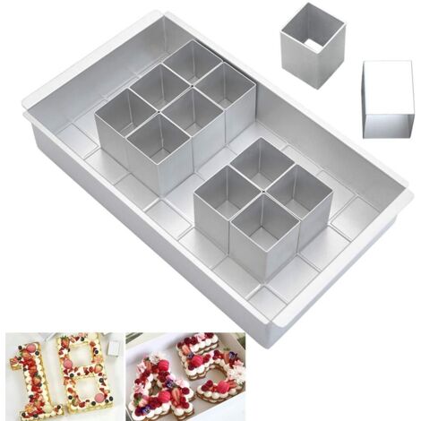 Moulle Gateau Anniversaire Chiffre avec Blocs carrés Amovibles, Moule Number Cake pour Faire Le Gateau avec n’Importe Quel Numéro et Lettre/Combinaison Libre/DIY