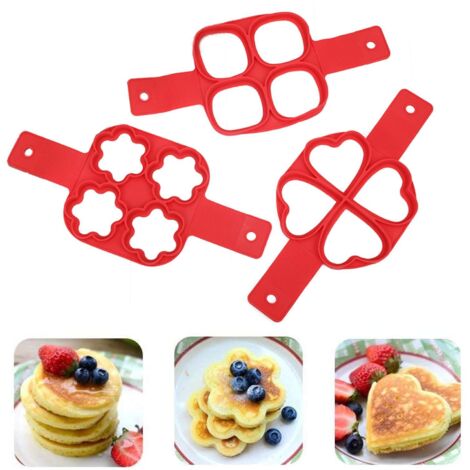 Moulle Pancake Silicone Antiadhésif Outil de Cuisine Anneau Maker Silicone Gâteau De Cuisson Gâteau Oeuf Anneau Pancake Cuisson Moule Moule Crêpes Accessoires Ring Egg Cooker Cuisine Gadget (3 Pcs)