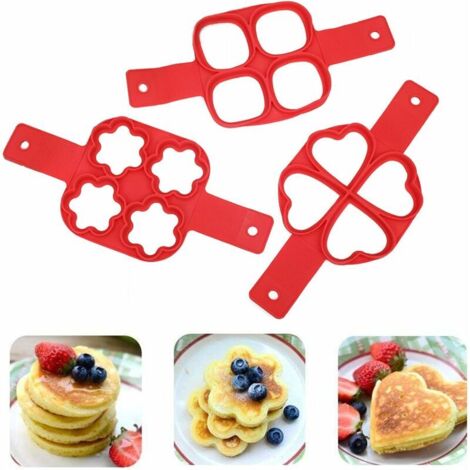 Moulle Pancake Silicone Antiadhésif Outil de Cuisine Anneau Maker Silicone Gâteau De Cuisson Gâteau Oeuf Anneau Pancake Cuisson Moule Moule Crêpes Accessoires Ring Egg Cooker Cuisine Gadget (3 Pcs)
