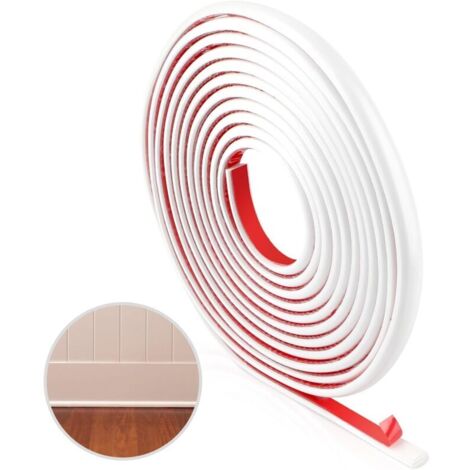 Moulure Adhésive Flexible Blanc 5m, Bordure de Finition Auto-adhésive en PVC, Garniture Murale Autocollante pour Décoration, Bordure de Miroir Mur Porte Plafond