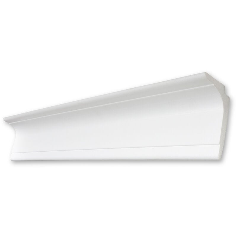 Moulure multi-fonction L100 (Saskia) - pour ruban led et cache-rideau - polystyrène - blanc - 60 x 100 mm - long. 2 m - 10 pces (=20 m) - Blanc