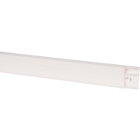 Moulure blanche 2 compartiments 50 x 20 mm – PVC – Longueur 2m – Cloison incluse – Pour intégration électrique esthétique – Planet Wattohm