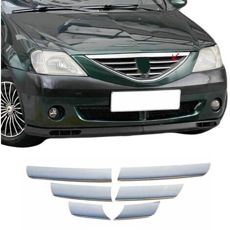 Moulure de Grille de Calandre Compatible avec Dacia Logan 2004 à 2008, Garniture Baguette de Calandre en Acier Inoxydable Argent