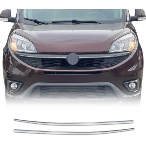 Moulure de Grille de Calandre Compatible avec FIAT Doblo 2 Version restylée 2014, Garniture Baguette de Calandre en Acier Inoxydable Argent