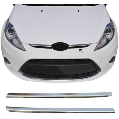 Moulure de Grille de Calandre Compatible avec Ford Fiesta VI 2008 à 2019, Garniture Baguette de Calandre en Acier Inoxydable Argent