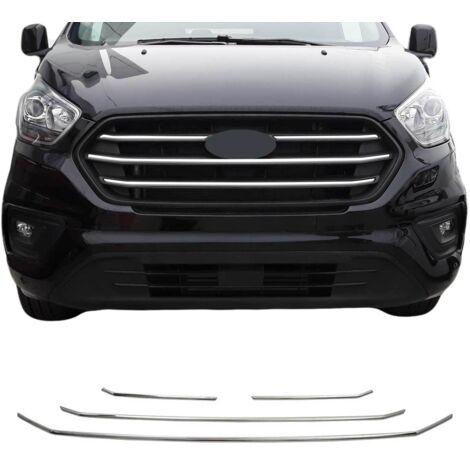 Moulure de Grille de Calandre Compatible avec Ford Transit Tourneo Custom 2018 à 2022, Garniture Baguette de Calandre en Acier Inoxydable Argent