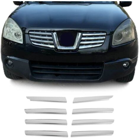 Moulure de Grille de Calandre Compatible avec Nissan Qashqai 2007-2010, Garniture Baguette de Calandre en Acier Inoxydable Argent