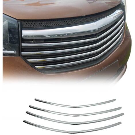 Moulure de Grille de Calandre Compatible avec Opel Vivaro B 2014-2019, Garniture Baguette de Calandre en Acier Inoxydable Argent