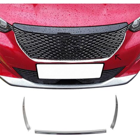 Moulure de Grille de Calandre Compatible avec Peugeot 2008 II 2019-2023 Pre-FL, Garniture Baguette de Calandre en Acier Inoxydable Argent