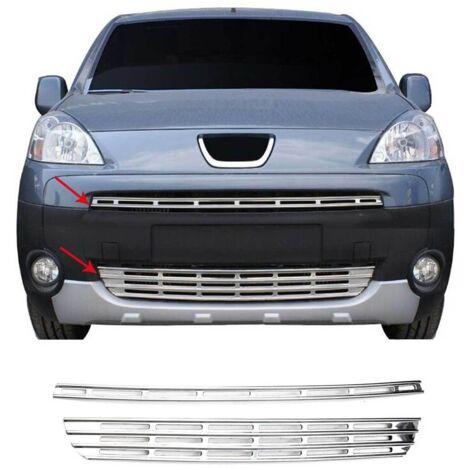 Moulure de Grille de Calandre Compatible avec Peugeot Partner Tepee 2008-15, Garniture Baguette de Calandre en Acier Inoxydable Argent