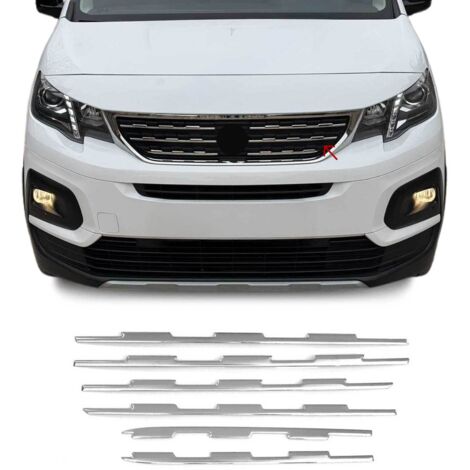 Moulure de Grille de Calandre Compatible avec Peugeot Rifter 2018-2026, Garniture Baguette de Calandre en Acier Inoxydable Argent