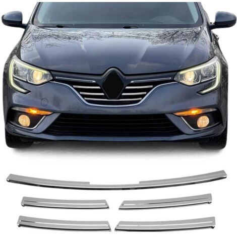 Moulure de Grille de Calandre Compatible avec Renault Mégane 2015-2020, Garniture Baguette de Calandre en Acier Inoxydable Argent