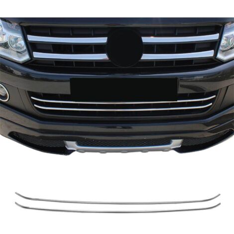 Moulure de Grille de Calandre Compatible avec VW Amarok 2010-2016, Garniture Baguette de Calandre en Acier Inoxydable Argent