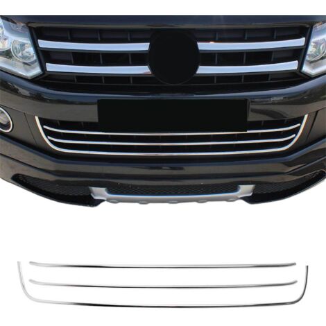Moulure de Grille de Calandre Compatible avec VW Amarok 2010-2016, Garniture Baguette de Calandre en Acier Inoxydable Argent