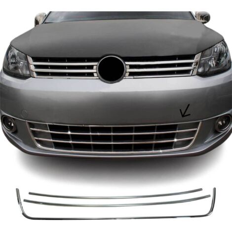 Moulure de Grille de Calandre Compatible avec VW Caddy 2010-2015, Garniture Baguette de Calandre en Acier Inoxydable Argent