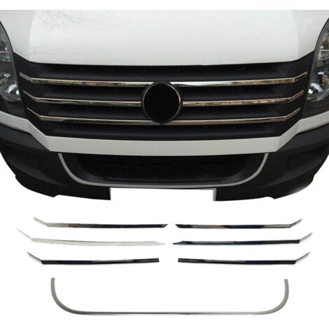 Moulure de Grille de Calandre Compatible avec VW Crafter 2012-2017, Garniture Baguette de Calandre en Acier Inoxydable Argent
