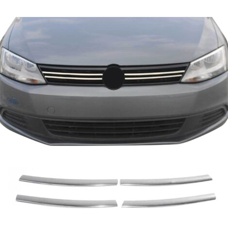 Moulure de Grille de Calandre Compatible avec VW Jetta 2010-2014, Garniture Baguette de Calandre en Acier Inoxydable Argent