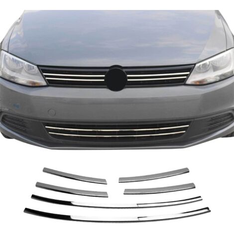Moulure de Grille de Calandre Compatible avec VW Jetta 2010 à 2014, Garniture Baguette de Calandre en Acier Inoxydable Argent