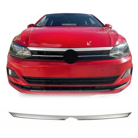 Moulure de Grille de Calandre Compatible avec VW Polo VI 2017-2021, Garniture Baguette de Calandre en Acier Inoxydable Argent