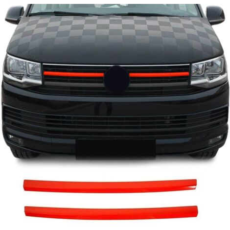 Moulure de Grille de Calandre Compatible avec VW T6 Transporter Multivan, Garniture Baguette de Calandre en Acier Inoxydable Rouge